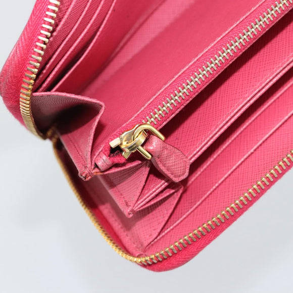 PRADA Long Wallet Safiano Leather Pink Gold Auth bs36788