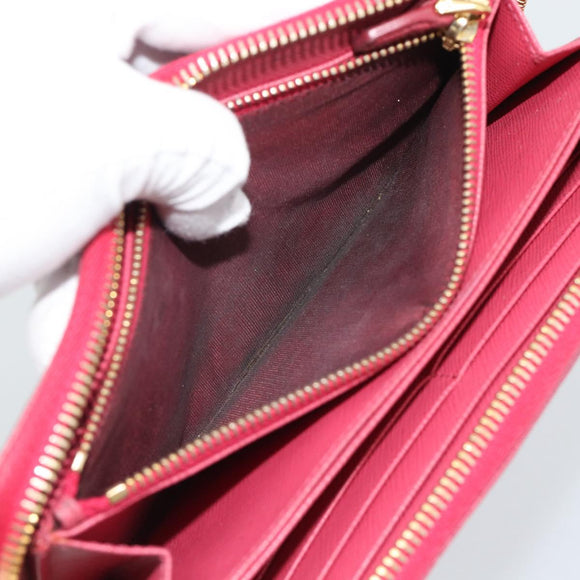 PRADA Long Wallet Safiano Leather Pink Gold Auth bs36788