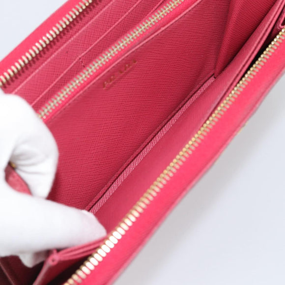 PRADA Long Wallet Safiano Leather Pink Gold Auth bs36788