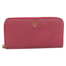 PRADA Long Wallet Safiano Leather Pink Gold Auth bs36788-13