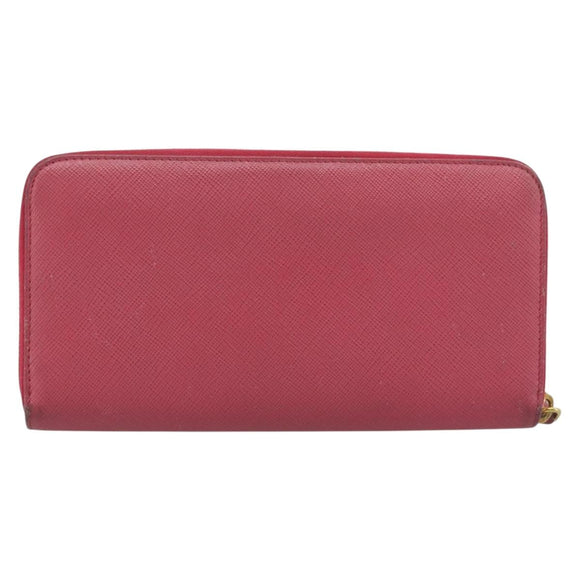 PRADA Long Wallet Safiano Leather Pink Gold Auth bs36788