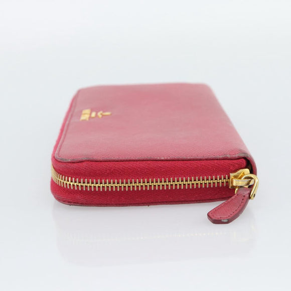 PRADA Long Wallet Safiano Leather Pink Gold Auth bs36788