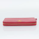 PRADA Long Wallet Safiano Leather Pink Gold Auth bs36788-5