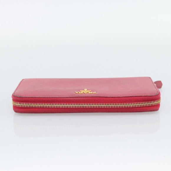 PRADA Long Wallet Safiano Leather Pink Gold Auth bs36788