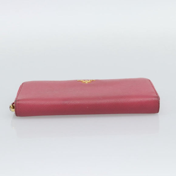 PRADA Long Wallet Safiano Leather Pink Gold Auth bs36788