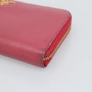 PRADA Long Wallet Safiano Leather Pink Gold Auth bs36788-7