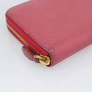 PRADA Long Wallet Safiano Leather Pink Gold Auth bs36788-14