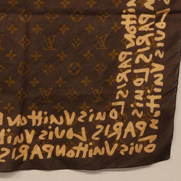 LOUIS VUITTON Monogram Graffiti Scarf Brown LV Auth bs36792V