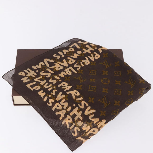 LOUIS VUITTON Monogram Graffiti Scarf Brown LV Auth bs36792V