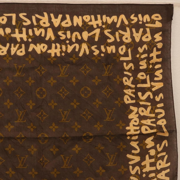 LOUIS VUITTON Monogram Graffiti Scarf Brown LV Auth bs36792V