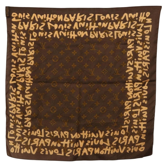 LOUIS VUITTON Monogram Graffiti Scarf Brown LV Auth bs36792V