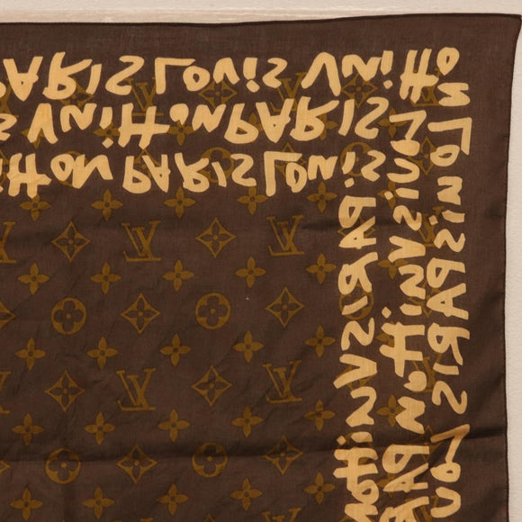 LOUIS VUITTON Monogram Graffiti Scarf Brown LV Auth bs36792V