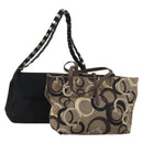 Salvatore Ferragamo Shoulder Bag Canvas 2 Set Black Brown Auth bs36793-1