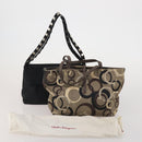 Salvatore Ferragamo Shoulder Bag Canvas 2 Set Black Brown Auth bs36793-18