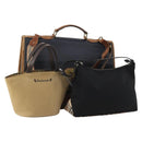 Burberrys Nova Check Blue Label Bag Canvas Leather 2way 3 Set Black Auth bs36794-1