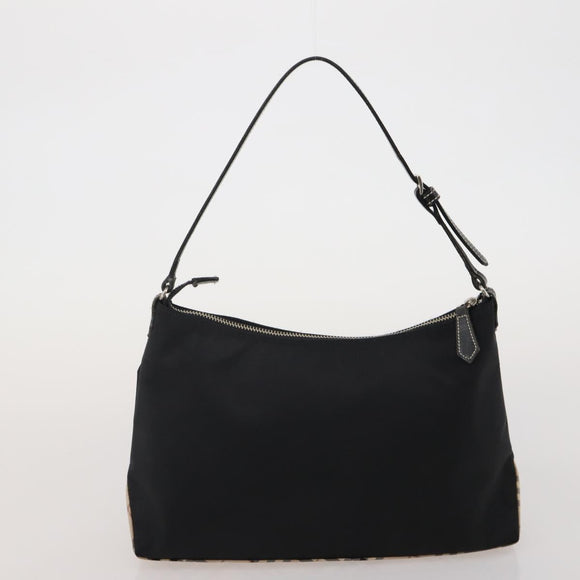 Burberrys Nova Check Blue Label Bag Canvas Leather 2way 3 Set Black Auth bs36794