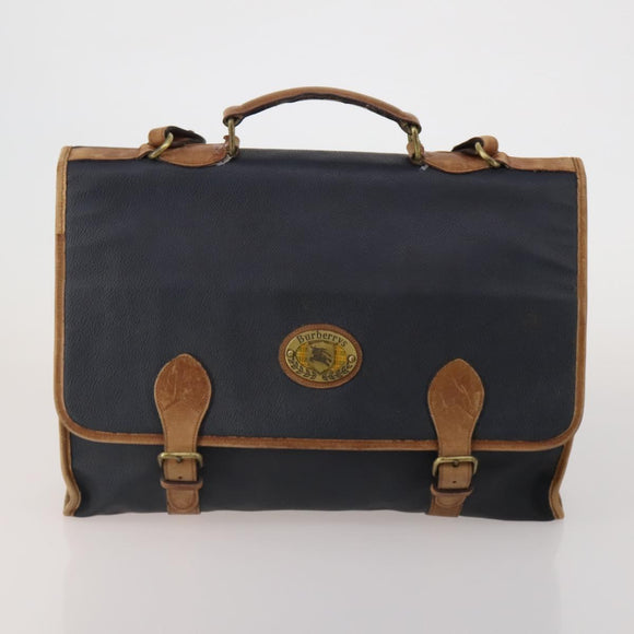 Burberrys Nova Check Blue Label Bag Canvas Leather 2way 3 Set Black Auth bs36794