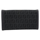 FENDI Zucchino Canvas Long Wallet Black Gold Auth bs36814-2