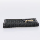 FENDI Zucchino Canvas Long Wallet Black Gold Auth bs36814-5