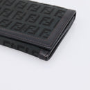 FENDI Zucchino Canvas Long Wallet Black Gold Auth bs36814-7