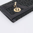 FENDI Zucchino Canvas Long Wallet Black Gold Auth bs36814-14