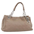 Christian Dior Canage Hand Bag Leather Beige Silver Auth bs36815-1