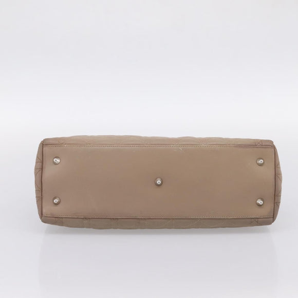 Christian Dior Canage Hand Bag Leather Beige Silver Auth bs36815
