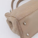 Christian Dior Canage Hand Bag Leather Beige Silver Auth bs36815-15