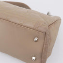Christian Dior Canage Hand Bag Leather Beige Silver Auth bs36815-16