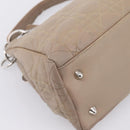 Christian Dior Canage Hand Bag Leather Beige Silver Auth bs36815-10