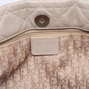 Christian Dior Canage Hand Bag Leather Beige Silver Auth bs36815-17