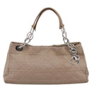 Christian Dior Canage Hand Bag Leather Beige Silver Auth bs36815-13