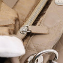 Christian Dior Canage Hand Bag Leather Beige Silver Auth bs36815-22