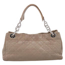 Christian Dior Canage Hand Bag Leather Beige Silver Auth bs36815-2