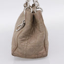 Christian Dior Canage Hand Bag Leather Beige Silver Auth bs36815-4