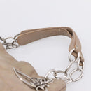 Christian Dior Canage Hand Bag Leather Beige Silver Auth bs36815-9