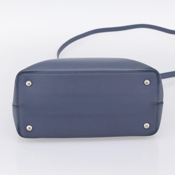 FENDI To Joule Hand Bag Leather 2way Blue Silver Auth bs36816