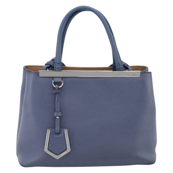 FENDI To Joule Hand Bag Leather 2way Blue Silver Auth bs36816