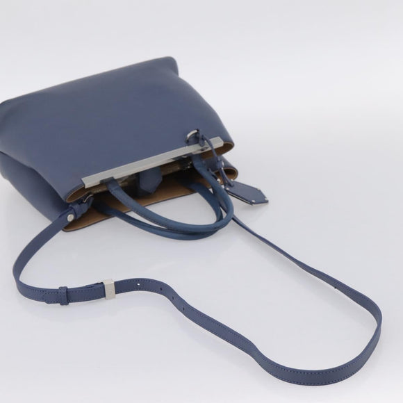 FENDI To Joule Hand Bag Leather 2way Blue Silver Auth bs36816