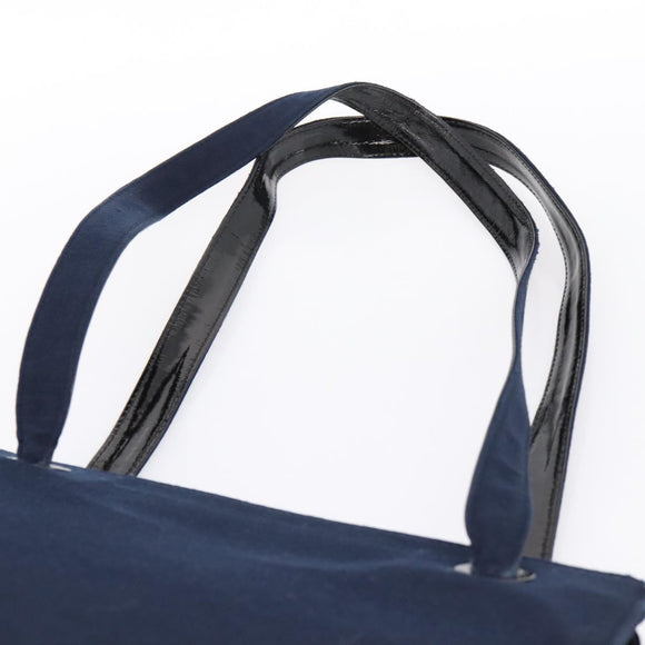 CHANEL Shoulder Bag Canvas Navy Silver CC Auth bs36818