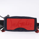 Christian Louboutin Waist Pouch Canvas Navy Silver Auth bs36819V-5