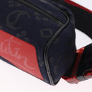 Christian Louboutin Waist Pouch Canvas Navy Silver Auth bs36819V-16