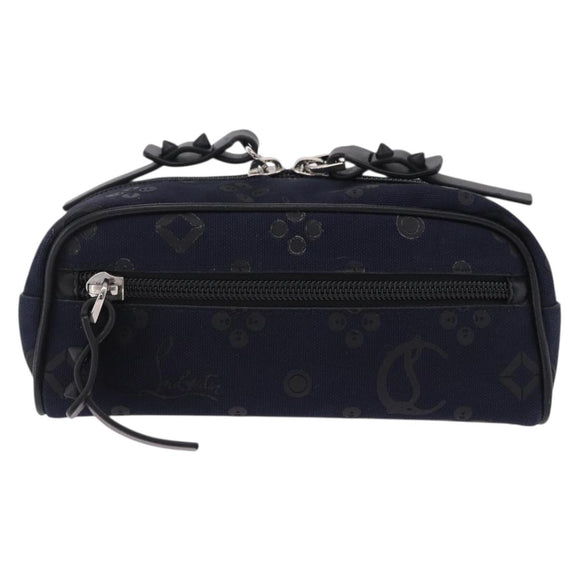 Christian Louboutin Waist Pouch Canvas Navy Silver Auth bs36819V