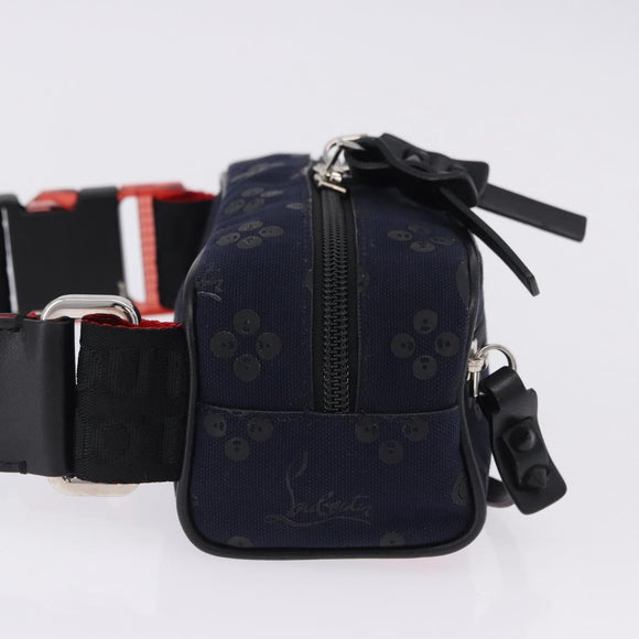 Christian Louboutin Waist Pouch Canvas Navy Silver Auth bs36819V