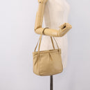 LOEWE Hand Bag Leather Beige Gold Auth bs36826-21
