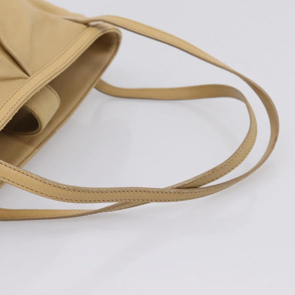 LOEWE Hand Bag Leather Beige Gold Auth bs36826
