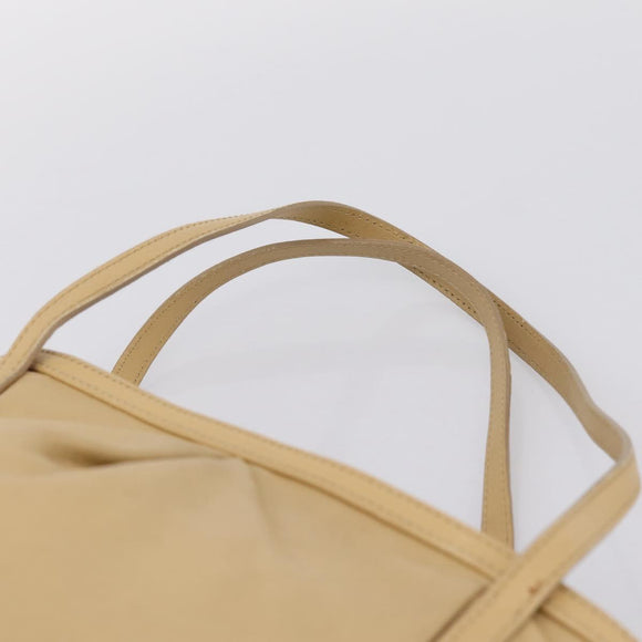 LOEWE Hand Bag Leather Beige Gold Auth bs36826