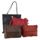 LOEWE Shoulder Bag Leather 4 Set Black Brown Red Auth bs36830-1