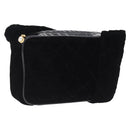 CHANEL Matelasse Shoulder Bag Velor Black Gold CC Auth bs36831A-1