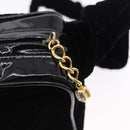 CHANEL Matelasse Shoulder Bag Velor Black Gold CC Auth bs36831A-10